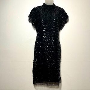 Shuet Young for HW Collection Size 7-8 Vintage Black Sequin Beaded Midi Dress